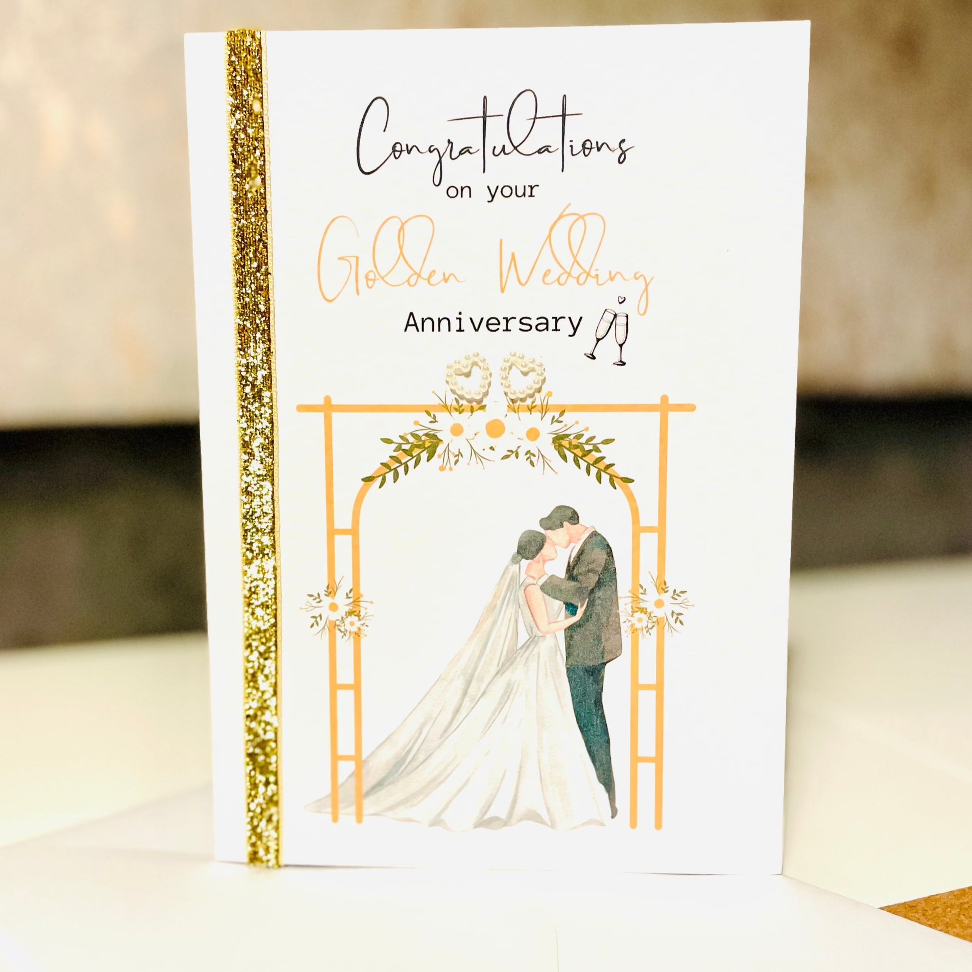 Golden Wedding Anniversary Card (50 years) - Firtina Creations