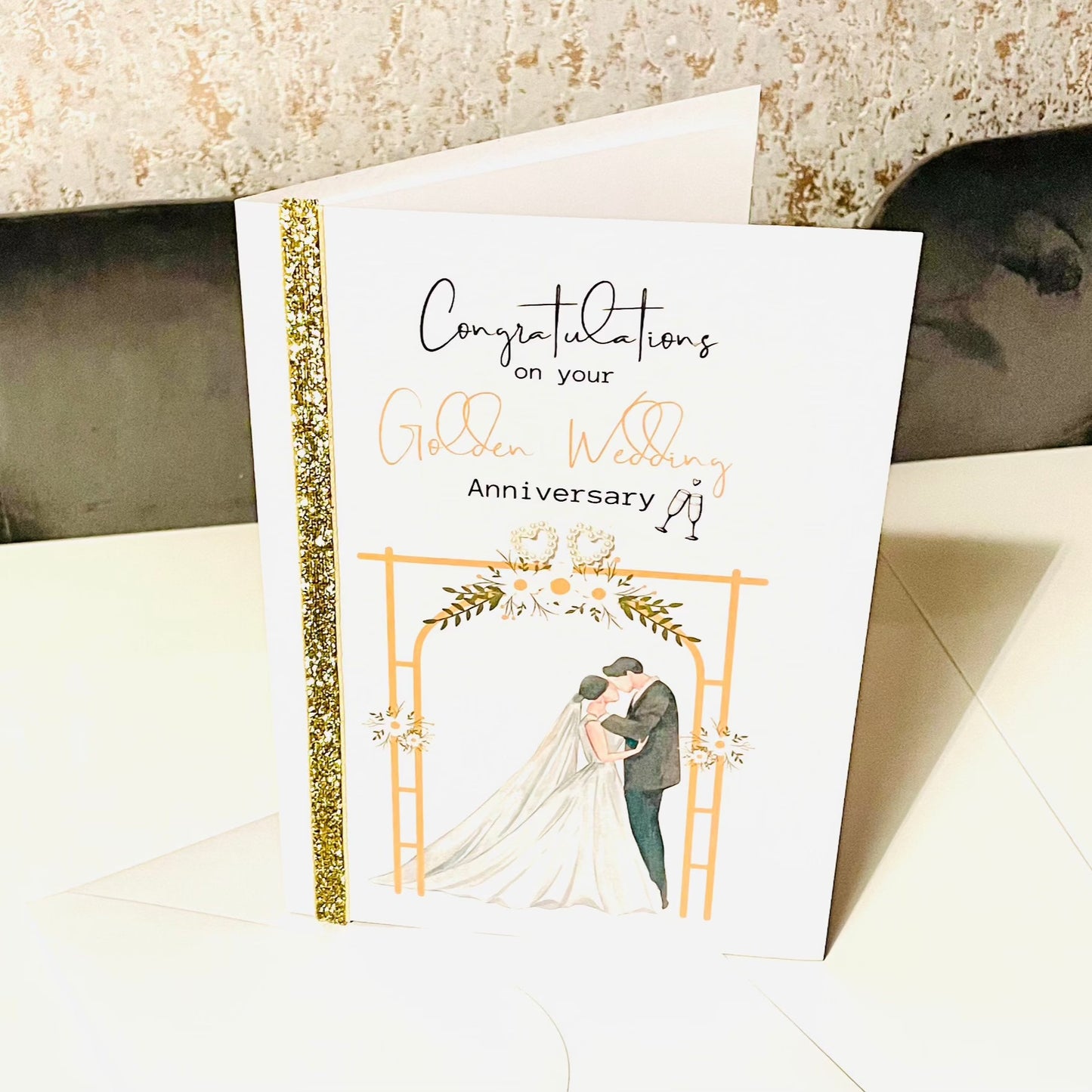 Golden Wedding Anniversary Card (50 years) - Firtina Creations