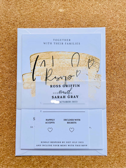 Gold Effect Wedding Invitation Set & Individuals - Firtina Creations