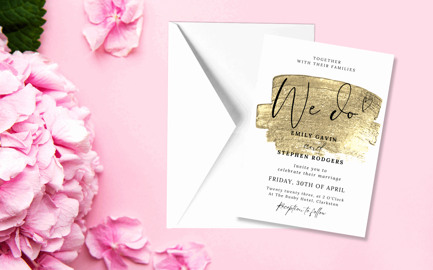 Gold Effect Wedding Invitation Set & Individuals - Firtina Creations