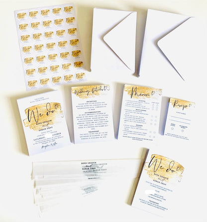Gold Effect Wedding Invitation Set & Individuals - Firtina Creations