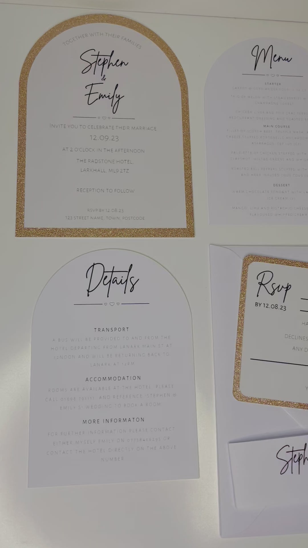 Glitter wedding Invitation Set