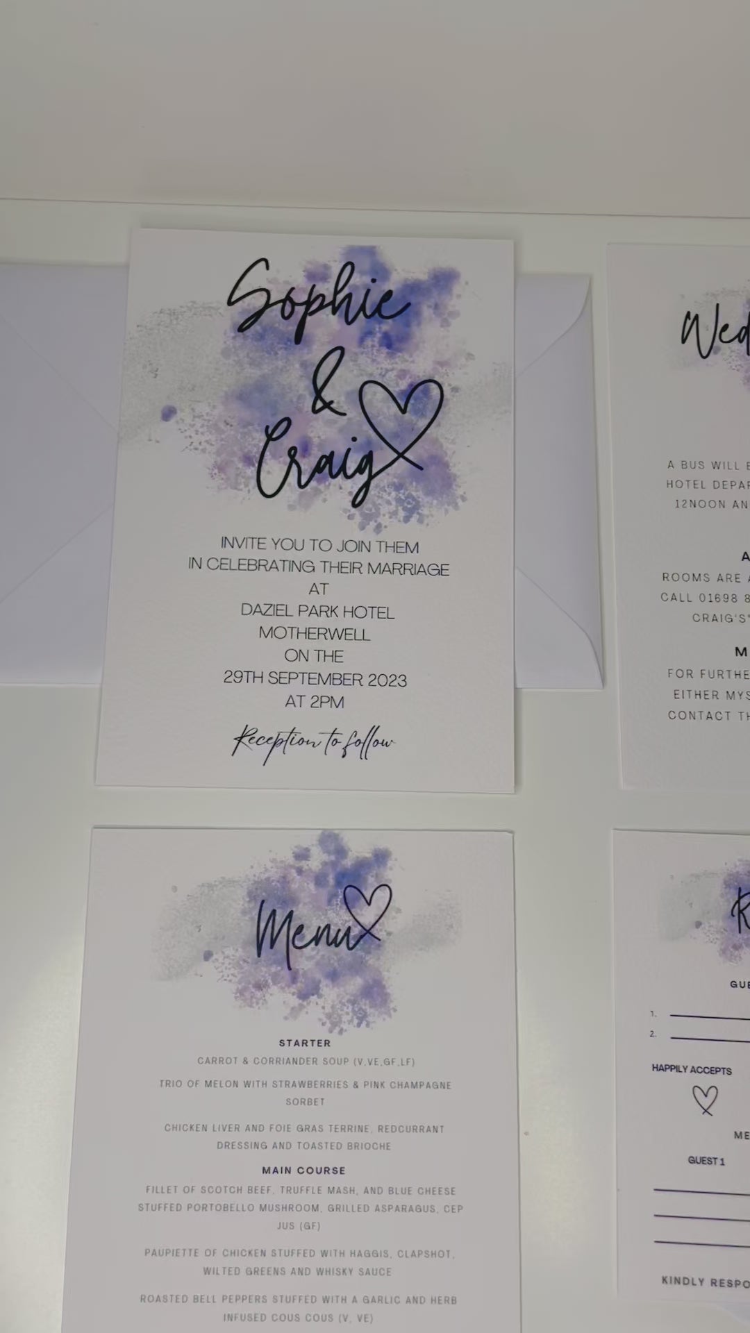 Purple Themed Wedding Invitations
