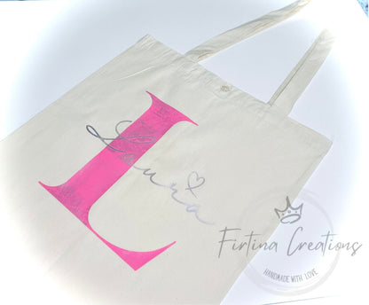 Initial Canvas Tote Bag - Personalised - Firtina Creations