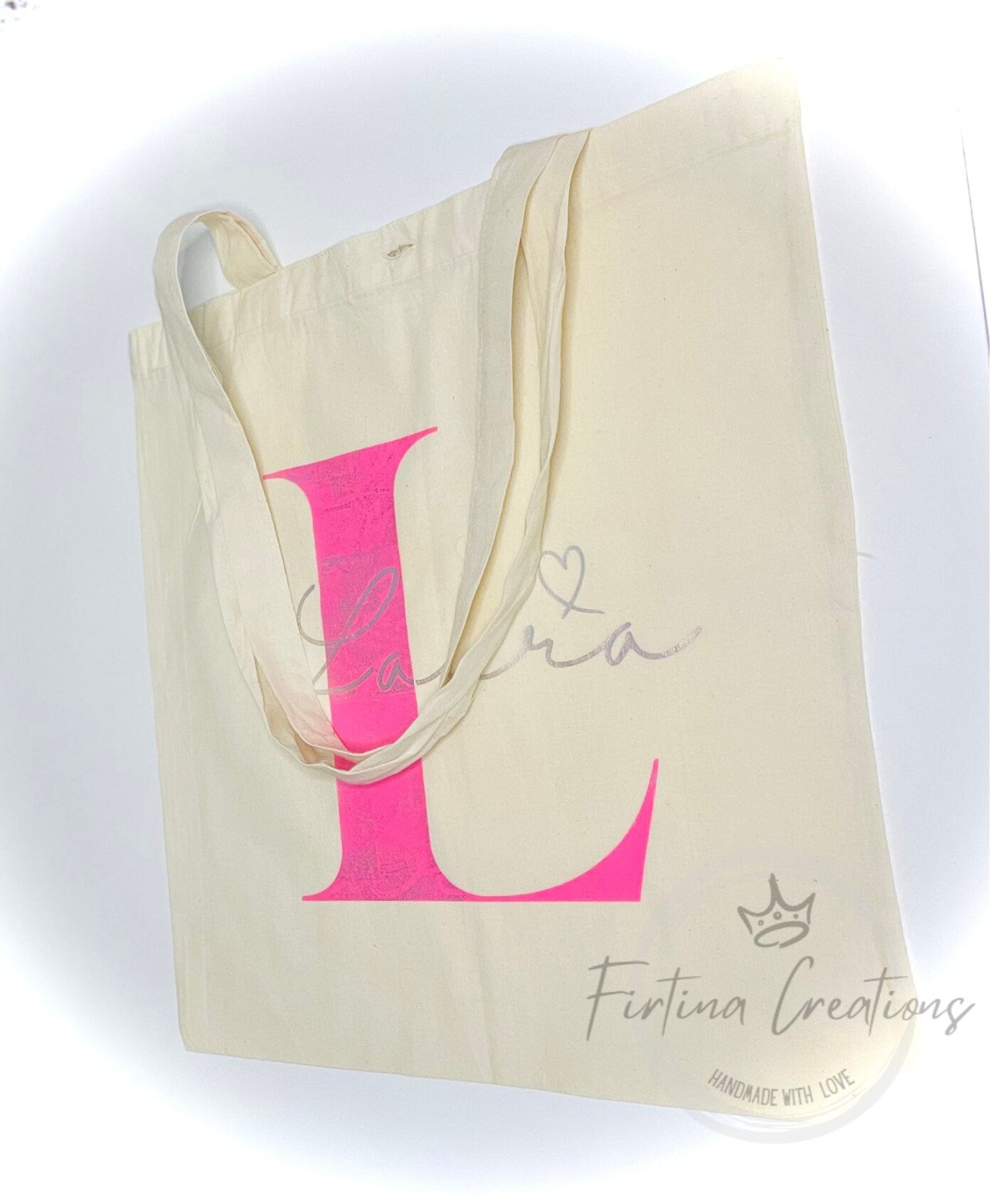 Initial Canvas Tote Bag - Personalised - Firtina Creations