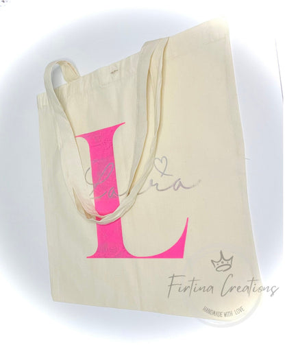 Initial Canvas Tote Bag - Personalised - Firtina Creations